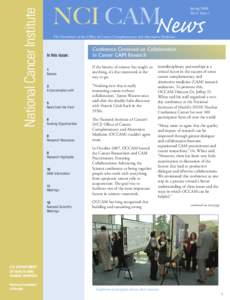 National Cancer Institute  NCI CAMNews Spring 2008 Vol.3- Issue 1