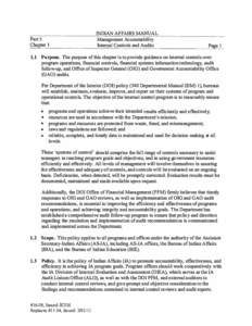 Part5 Chapter I INDIAN AFFAIRS MANUAL Management Accountability Internal Controls and Audits