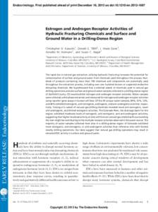 Endocrinology. First published ahead of print December 16, 2013 as doi:[removed]en[removed]Estrogen and Androgen Receptor Activities of Hydraulic Fracturing Chemicals and Surface and Ground Water in a Drilling-Dense Re