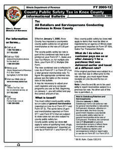 Illinois Department of Revenue  FY[removed]County Public Safety Tax in Knox County Informational Bulletin