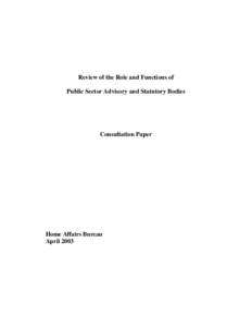 Review of the Role and Functions of Public Sector Advisory and Statutory Bodies Consultation Paper  Home Affairs Bureau