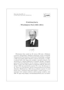 Wiad. Mat, 1–8 c 0000 Polskie Towarzystwo Matematyczne Z żałobnej karty Włodzimierz Staś (1925–2011)