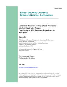 Customer Response to Day-ahead Wholesale Market Electricity Prices: Case Study of RTP Program Experience in New York