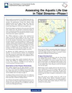 Project Overview: Assessing the Aquatic Life Use in Tidal Streams, Phase I