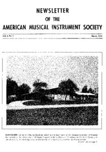 NEWSLETTER OF THE AMERICAN MUSICAL INSTRUMENT SOCIETY Vol. 3, No.1