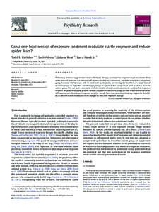 Can a one-hour session of exposure treatment modulate startle response and reduce spider fears?