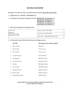 EEO PUBLIC FILE REPORT  This Report covers full-time vacancy recruitment data for the period: July 23, [removed]July 22, [removed]Employment Unit: CBS Radio – Sacramento,  CA