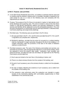 Article VI. Multi-Family Residential Zone (R-4) § Purpose; uses permitted. A. In the Multi-Family Residential Zone (R-4), no building or premises shall be used and no building shall be erected or altered which i