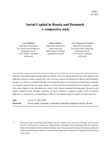 Aarhus[removed]Social Capital in Russia and Denmark: A comparative study