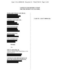 Case 1:10-cv[removed]GK Document 10  Filed[removed]Page 1 of 28 UNITED STATES DISTRICT COURT FOR THE DISTRICT OF COLUMBIA