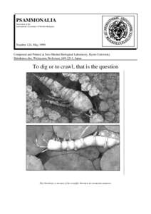 PSAMMONALIA Newsletter of the International Association of Meiobenthologists Number 124, May 1999 Composed and Printed at Seto Marine Biological Laboratory, Kyoto University