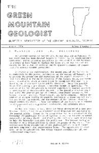 ME  R51RHH 1&OUHUAOH roMOLOCcHZU QUARTERLY NEWSLETTER OF THE VERMONT GEOLOGICAL SOCIETY