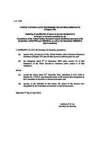 G.N[removed]UNITED NATIONS (ANTI-TERRORISM MEASURES) ORDINANCE (Chapter 575) Updating of specification of names of persons designated as terrorists or terrorist associates by the