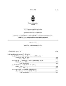 HANSARD[removed]DEBATES AND PROCEEDINGS Speaker: Honourable Gordon Gosse