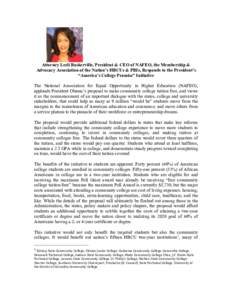 Attorney Lezli Baskerville, President & CEO of NAFEO, the Membership & Advocacy Association of the Nation’s HBCUs & PBIs, Responds to the President’s “America’s College Promise” Initiative The National Associat