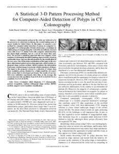 IEEE TRANSACTIONS ON MEDICAL IMAGING, VOL. 20, NO. 12, DECEMBERA Statistical 3-D Pattern Processing Method for Computer-Aided Detection of Polyps in CT