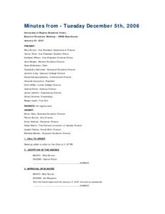 Minutes from - Tuesday December 5th, 2006