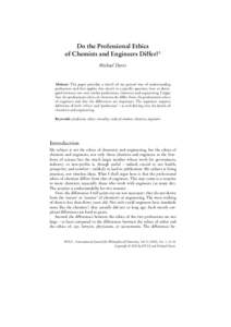Do the Professional Ethics of Chemists and Engineers Differ?