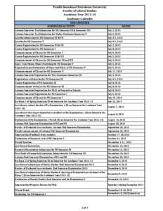 Academic term / Calendars