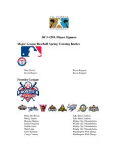 2014 CWL Player Signees Major League Baseball Spring Training Invites Max Duval Kevin Rogers