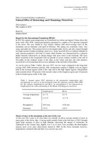 International Foundation HFSJG Activity Report 2012 Name of research institute or organization:  Federal Office of Meteorology and Climatology MeteoSwiss