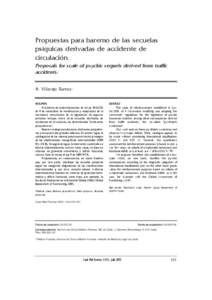 Propuestas para baremo de las secuelas psíquicas derivadas de accidente de circulación.