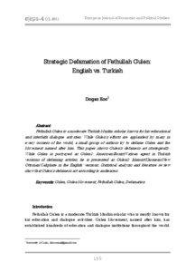 European Journal of Economic and Political Studies  Strategic Defamation of Fethullah Gulen: