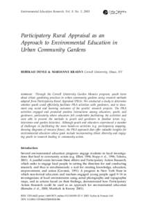 Environmental Education Research, Vol. 9, No. 1, 2003  Participatory Rural Appraisal as an Approach to Environmental Education in Urban Community Gardens