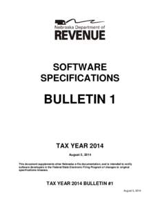 SOFTWARE SPECIFICATIONS BULLETIN 1  TAX YEAR 2014