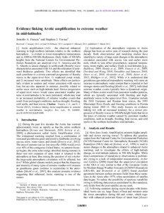 GEOPHYSICAL RESEARCH LETTERS, VOL. 39, L06801, doi:[removed]2012GL051000, 2012  Evidence linking Arctic amplification to extreme weather