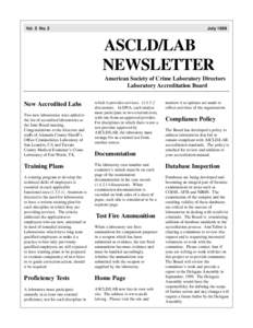 Vol. 5 No. 2  July 1999 ASCLD/LAB NEWSLETTER