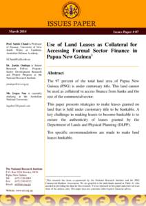 ISSUES PAPER March 2014 Issues Paper # 07  Use of Land Leases as Collateral for