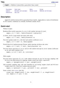 Title  stata.com meglm — Multilevel mixed-effects generalized linear model Description Options