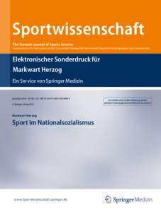 Sportwissenschaft The German Journal of Sports Science Bundesinstitut für Sportwissenschaft | Deutscher Olympischer Sportbund | Deutsche Vereinigung für Sportwissenschaft