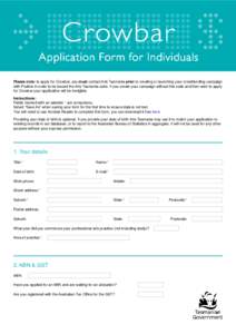 Crowbar Application Form for Individuals