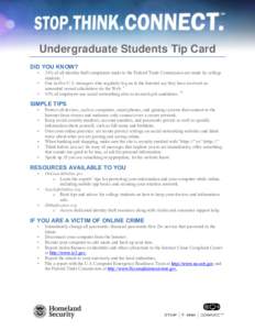 Undergraduate Students Tip Card