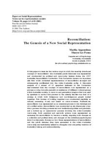 Papers on Social Representations Textes sur les représentations sociales Volume 10, pagesPeer Reviewed Online Journal ISSN © 2001 The Authors