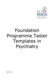 Addiction Psychiatry “Taster” Weeks for Foundation doctors