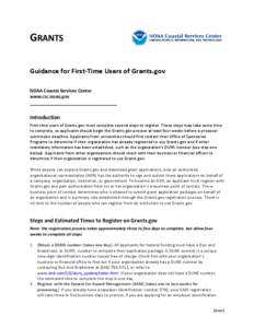 GRANTS Guidance for First-Time Users of Grants.gov NOAA Coastal Services Center www.csc.noaa.gov  Introduction