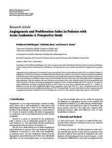 Angiogenesis and Proliferation Index in Patients with Acute Leukemia: A Prospective Study