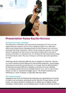 Kaisa Kautto-Koivula showing her first generation mobile phone