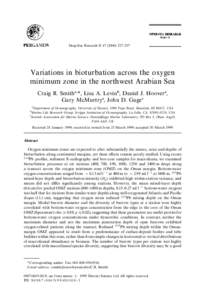 Deep-Sea Research II[removed]}257  Variations in bioturbation across the oxygen minimum zone in the northwest Arabian Sea Craig R. Smith!,*, Lisa A. Levin
