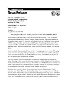 U.S. Fish and Wildlife Service Necedah National Wildlife Refuge N11385 Headquarters Road Necedah, WIFOR IMMEDIATE RELEASE March 25, 2014