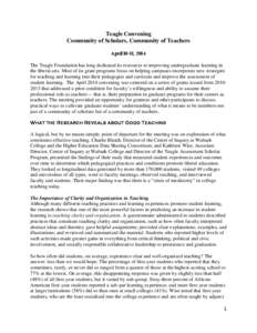 Teaching and learning center / Scholarship of Teaching and Learning / Graduate school / E-learning / Cornell University / Course evaluation / Chemistry education / Eleanor Duckworth / Education / Teaching / Philosophy of education