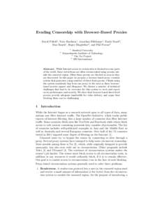 Evading Censorship with Browser-Based Proxies David Fifield1 , Nate Hardison1 , Jonathan Ellithorpe1 , Emily Stark2 , Dan Boneh1 , Roger Dingledine3 , and Phil Porras4 1  2