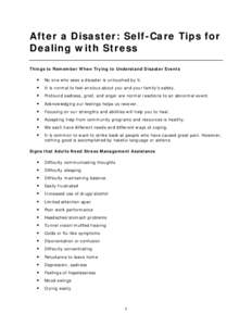 Microsoft Word - After a Disaster Self-Care Tips for Dealing with Stress.doc