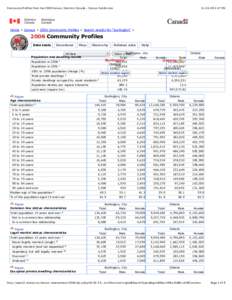 Community Profiles from the 2006 Census, Statistics Canada - Census Subdivision[removed]:47 PM Home > Census > 2006 Community Profiles > Search results for 