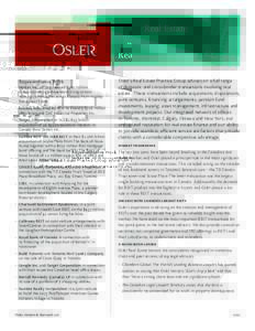 Osler /  Hoskin & Harcourt / Property law / Land law / Law / League Assets Corp. / Real estate investment trusts / Real estate / Real property law