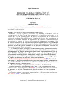 Chapter 445B of NAC  PROPOSED TEMPORARY REGULATION OF THE STATE ENVIRONMENTAL COMMISSION LCB File No. T011-10 P2010-11