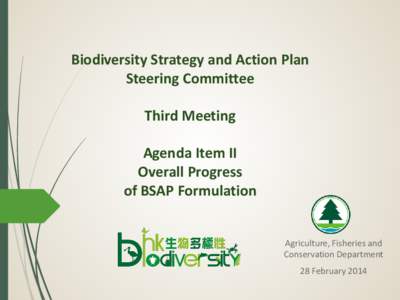 Biodiversity Strategy and Action Plan Steering Committee Third Meeting Agenda Item II Overall Progress